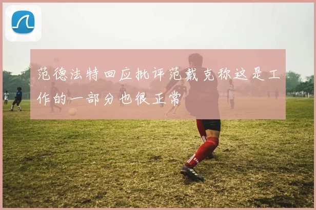 范德法特回应批评范戴克称这是工作的一部分也很正常